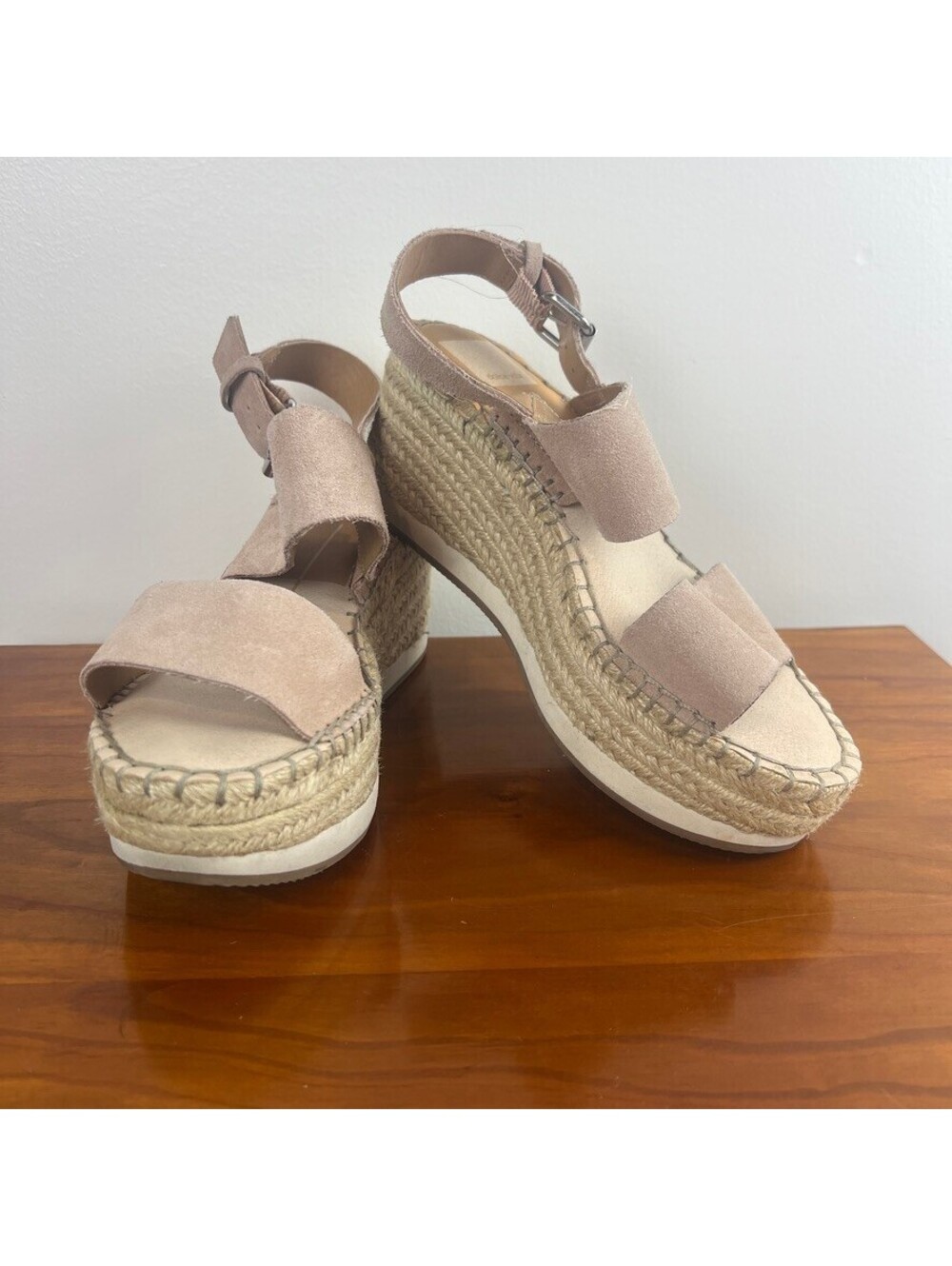Dolce Vita Mauri Suede Espadrille Platform Wedge Sandals Taupe Women's 7